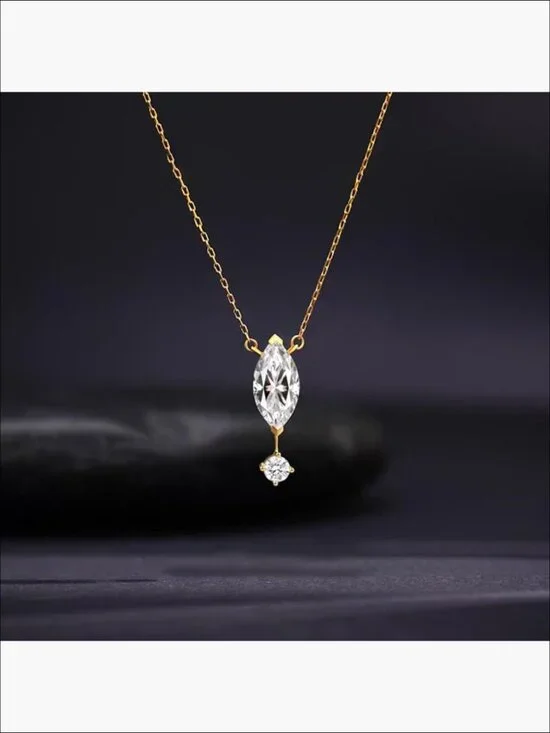 925 Sterling Silver 14K Gold Plated CZ Pendant Necklace Stackable Layered - Picture 5 of 7